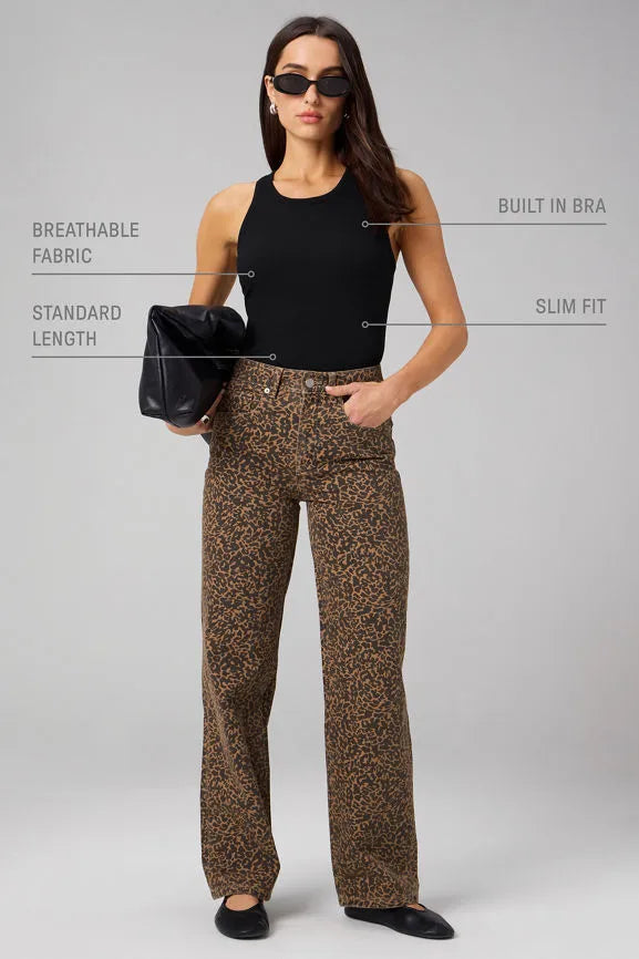 Modal Rib High Neck Built-In Bra Tank
