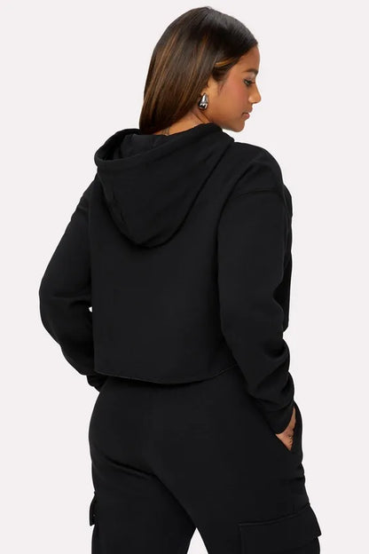 Cozy Fleece Starry Cropped Hoodie