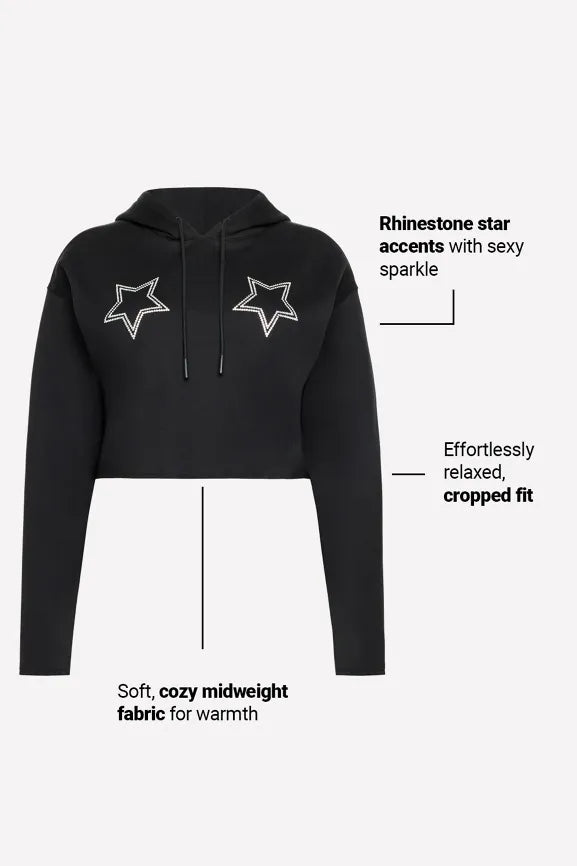 Cozy Fleece Starry Cropped Hoodie