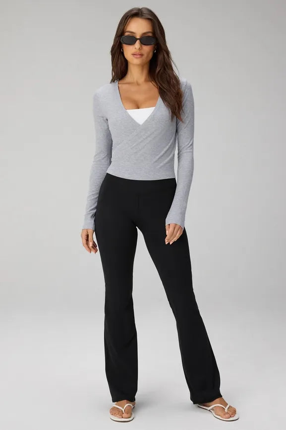Modal Rib V-Neck Crop L/S Top