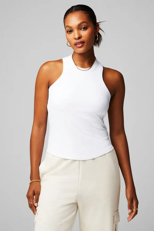 High Neck Rib Built-In Bra Tank